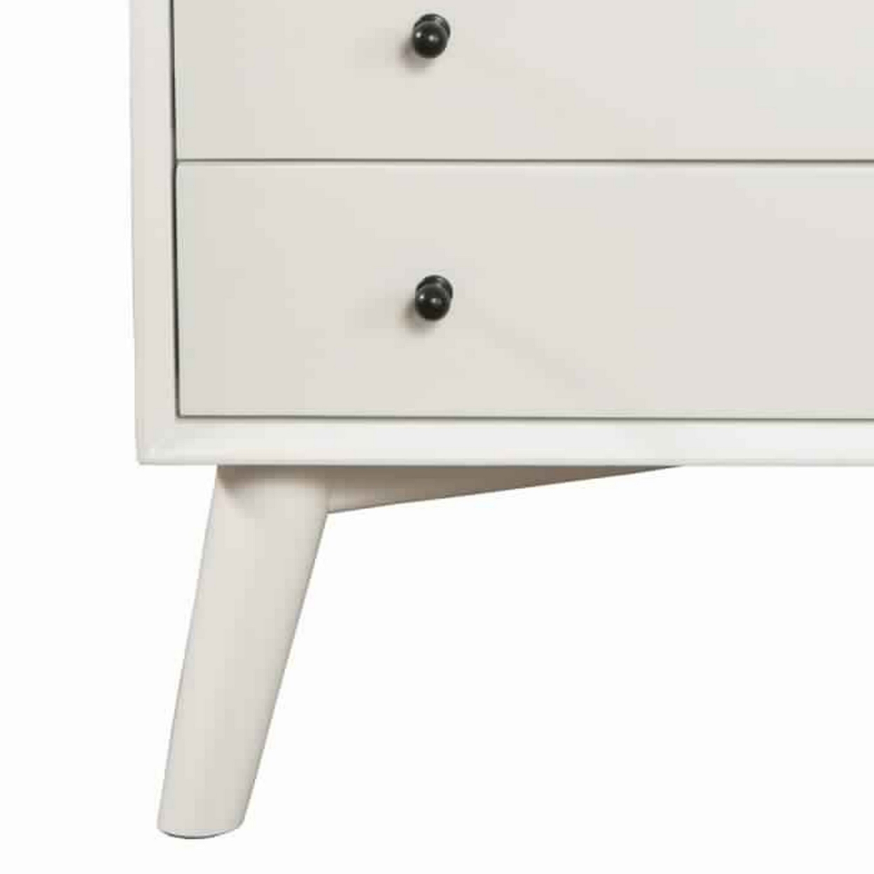 2 Drawer Wooden Nightstand With Open Compartment And Splayed Legs, White- Saltoro Sherpi