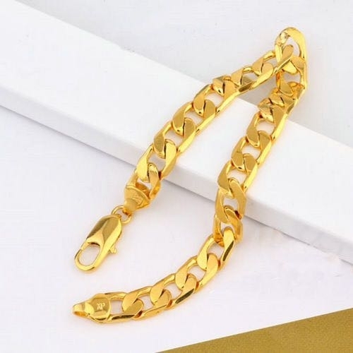 18k Gold Filled Curb Link Bracelet 8''