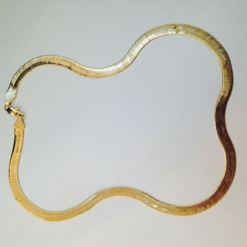 Unisex 14K Gold Herringbone Flat Necklace 20