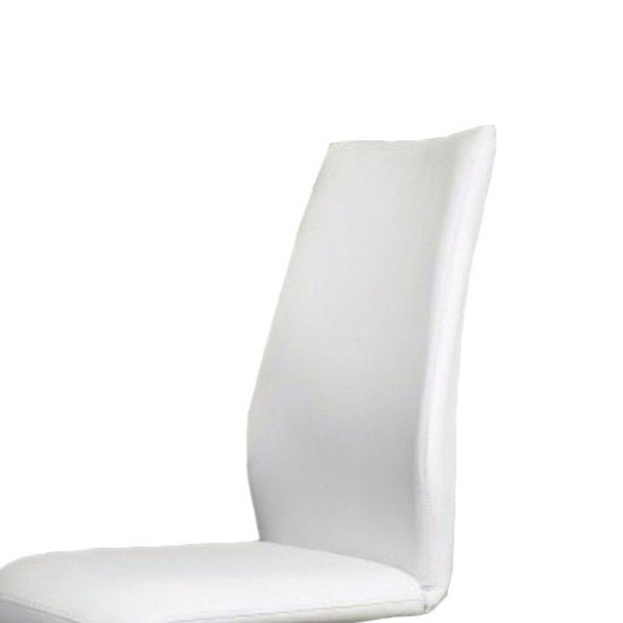 Leatherette Side Chair With U Shaped Metal Base, Set Of 2, White And Chrome- Saltoro Sherpi