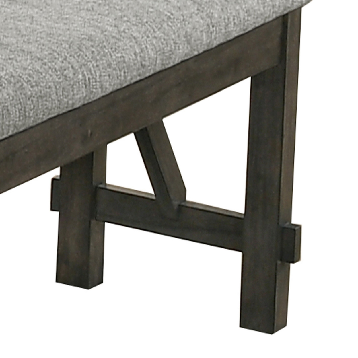 Fabric Upholstered Wooden Bench With Braces, Brown And Gray- Saltoro Sherpi