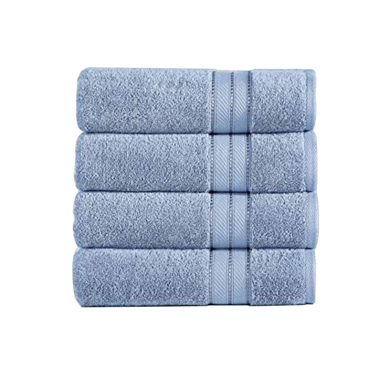 Bergamo 4 Piece Spun Loft Fabric Towels With Striped Pattern The Urban Port, Blue- Saltoro Sherpi