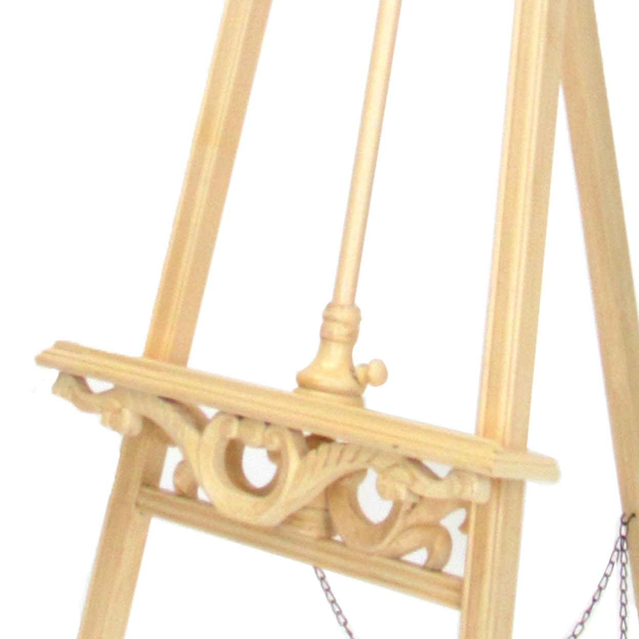 Traditional Style Wooden Easel With Scrollwork Details, Antique White- Saltoro Sherpi