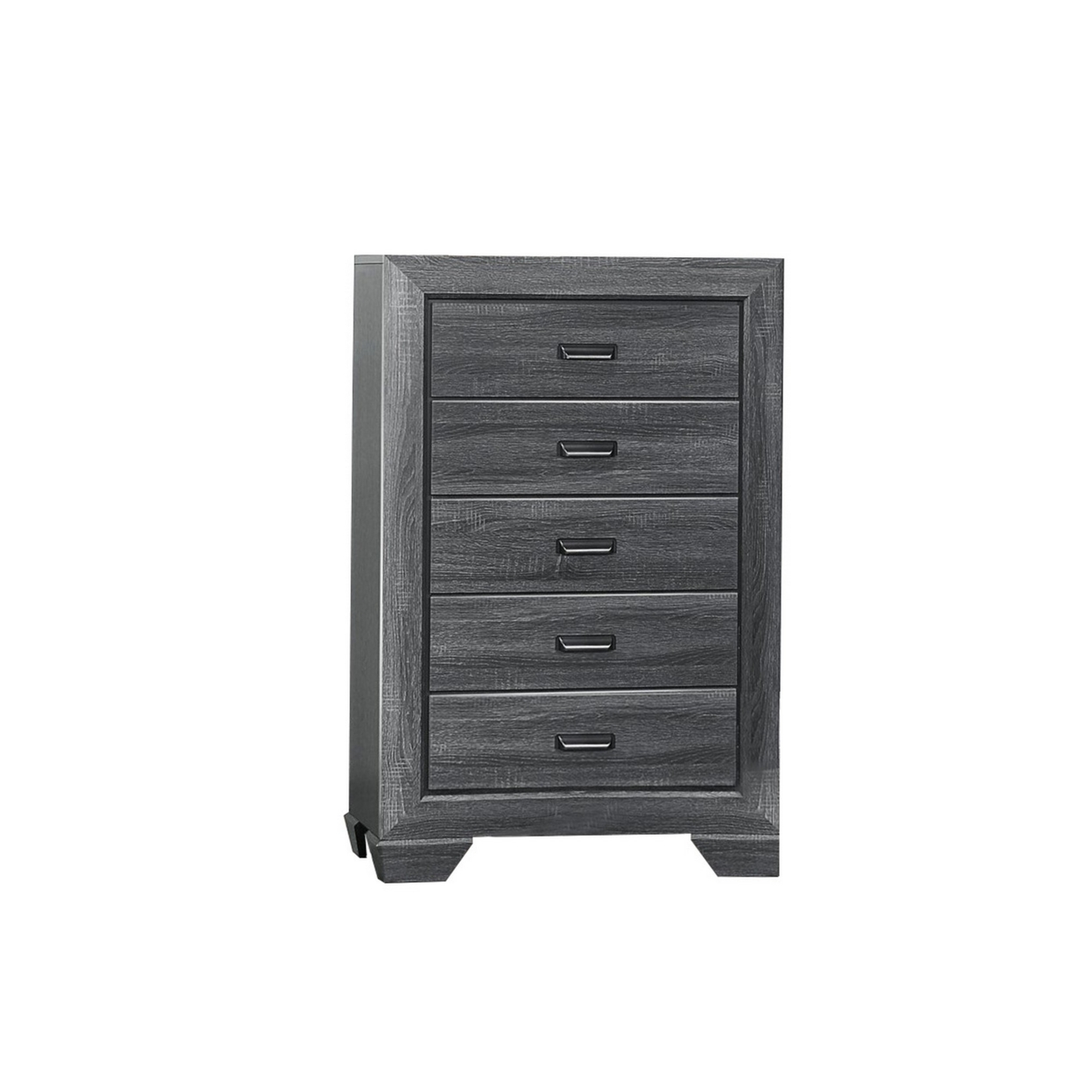 5 Drawer Wooden Chest With Raised Border And Cup Pulls, Dark Gray- Saltoro Sherpi