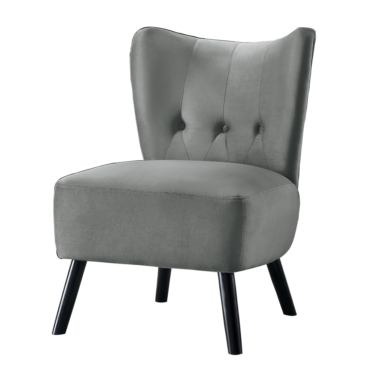 Upholstered Armless Accent Chair With Flared Back And Button Tufting, Gray- Saltoro Sherpi