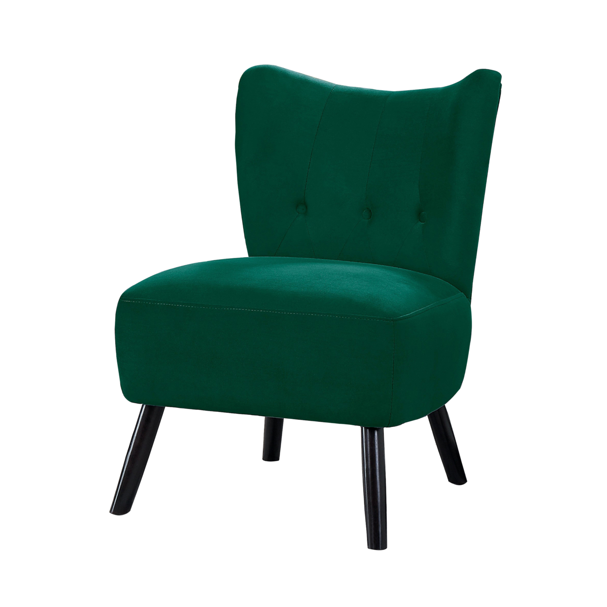Upholstered Armless Accent Chair With Flared Back And Button Tufting, Green- Saltoro Sherpi