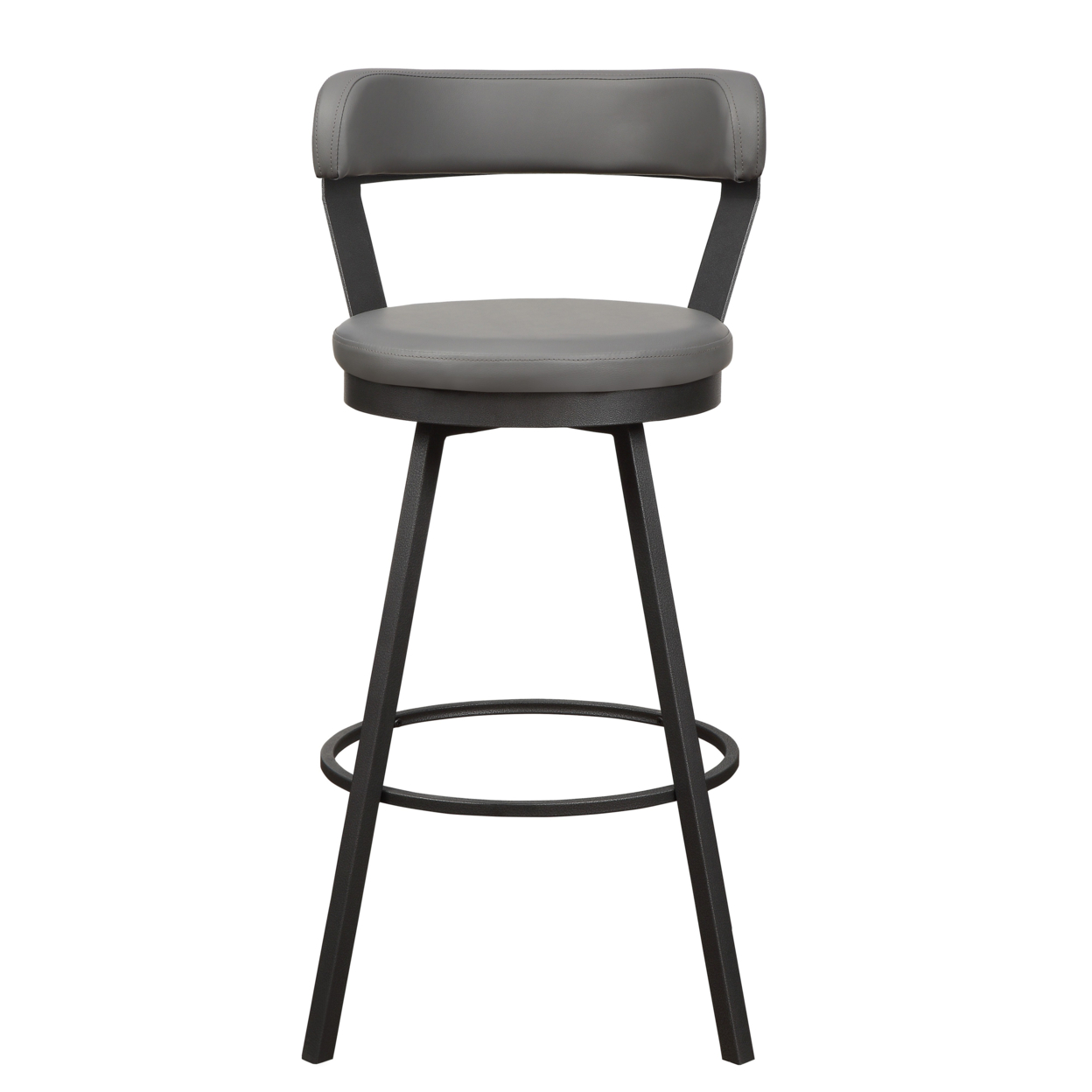 Leatherette Pub Chair With Curved Design Open Backrest, Set Of 2,Light Gray- Saltoro Sherpi