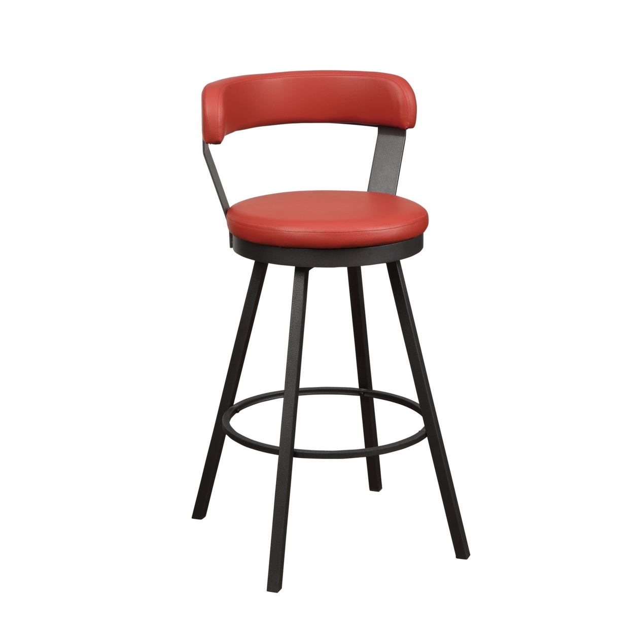 Leatherette Pub Chair With Curved Design Open Backrest, Set Of 2, Red- Saltoro Sherpi