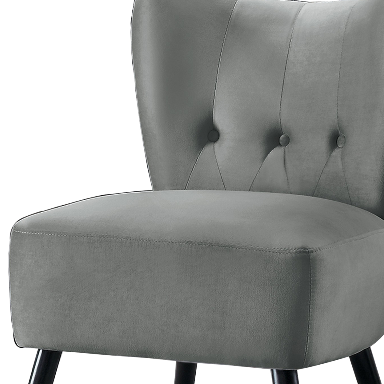 Upholstered Armless Accent Chair With Flared Back And Button Tufting, Gray- Saltoro Sherpi