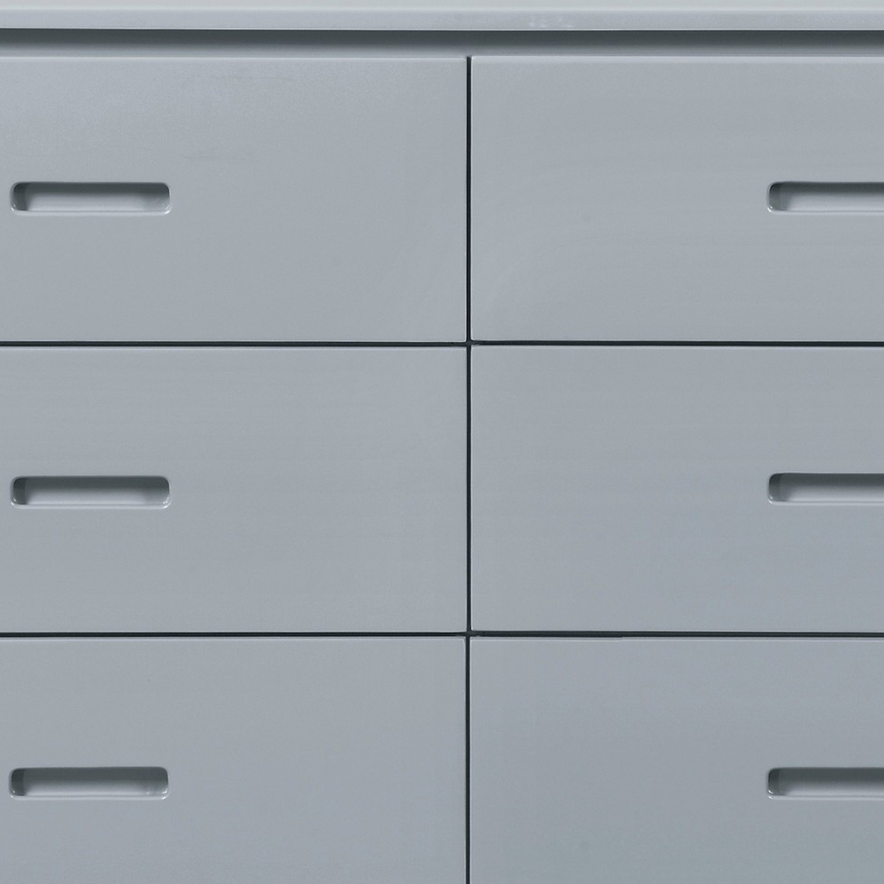 Transitional Wooden Dresser With 6 Drawers And Recessed Handles, Gray- Saltoro Sherpi