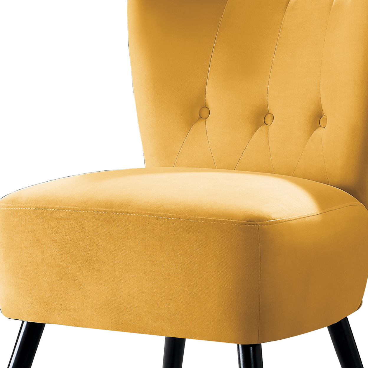 Upholstered Armless Accent Chair With Flared Back And Button Tufting, Yellow- Saltoro Sherpi