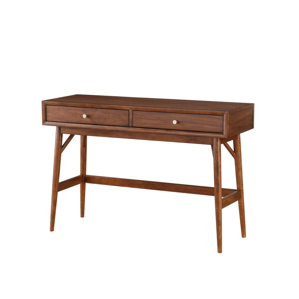 2 Drawer Wooden Sofa Table With Splayed Legs, Walnut Brown- Saltoro Sherpi