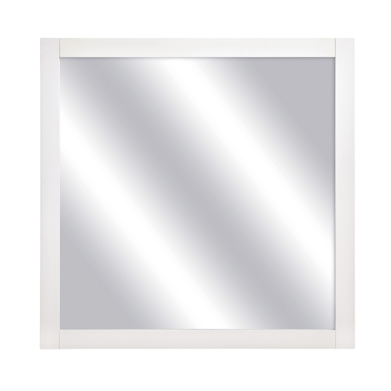 Square Shape Wooden Frame Mirror With Mounting Hardware, White And Silver- Saltoro Sherpi