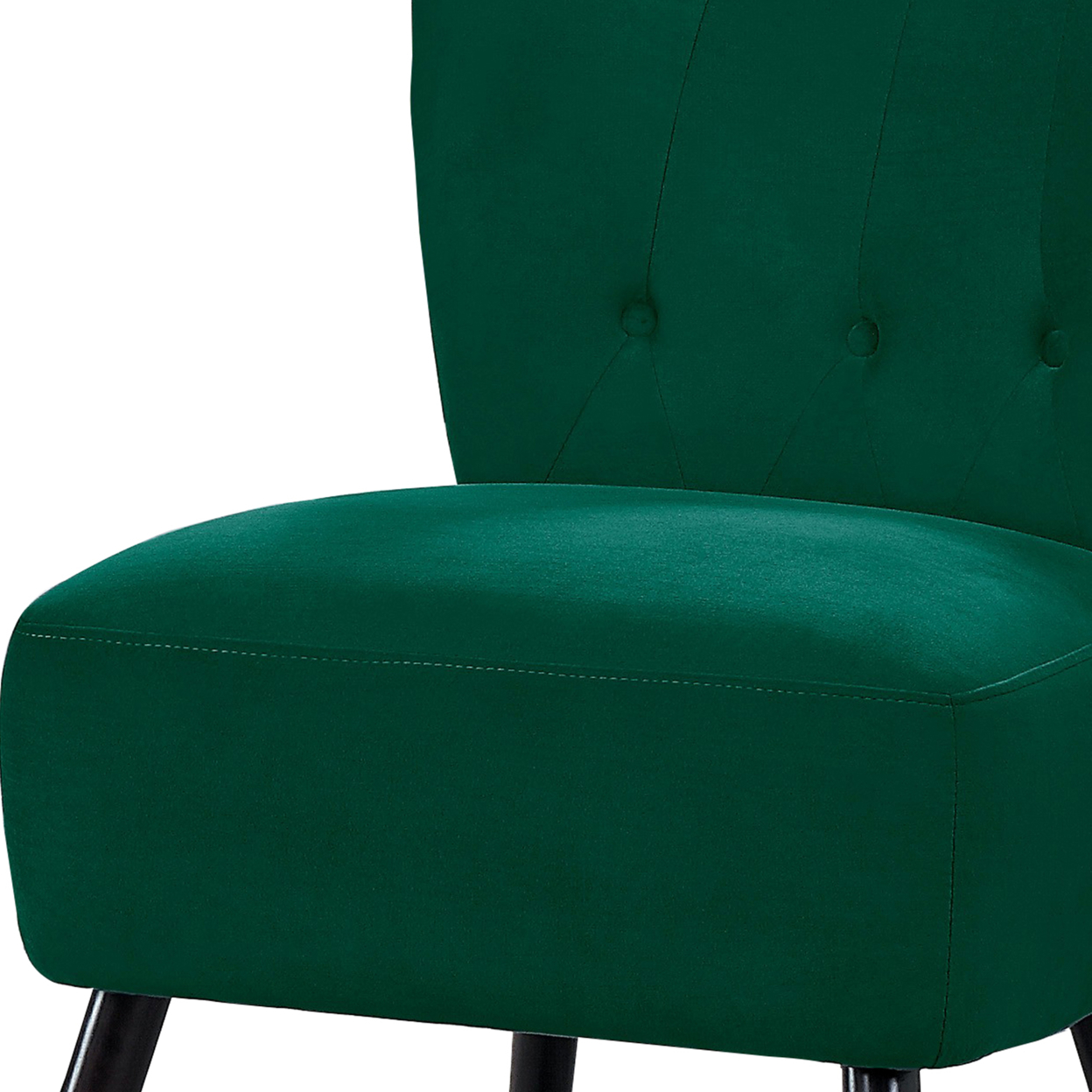 Upholstered Armless Accent Chair With Flared Back And Button Tufting, Green- Saltoro Sherpi