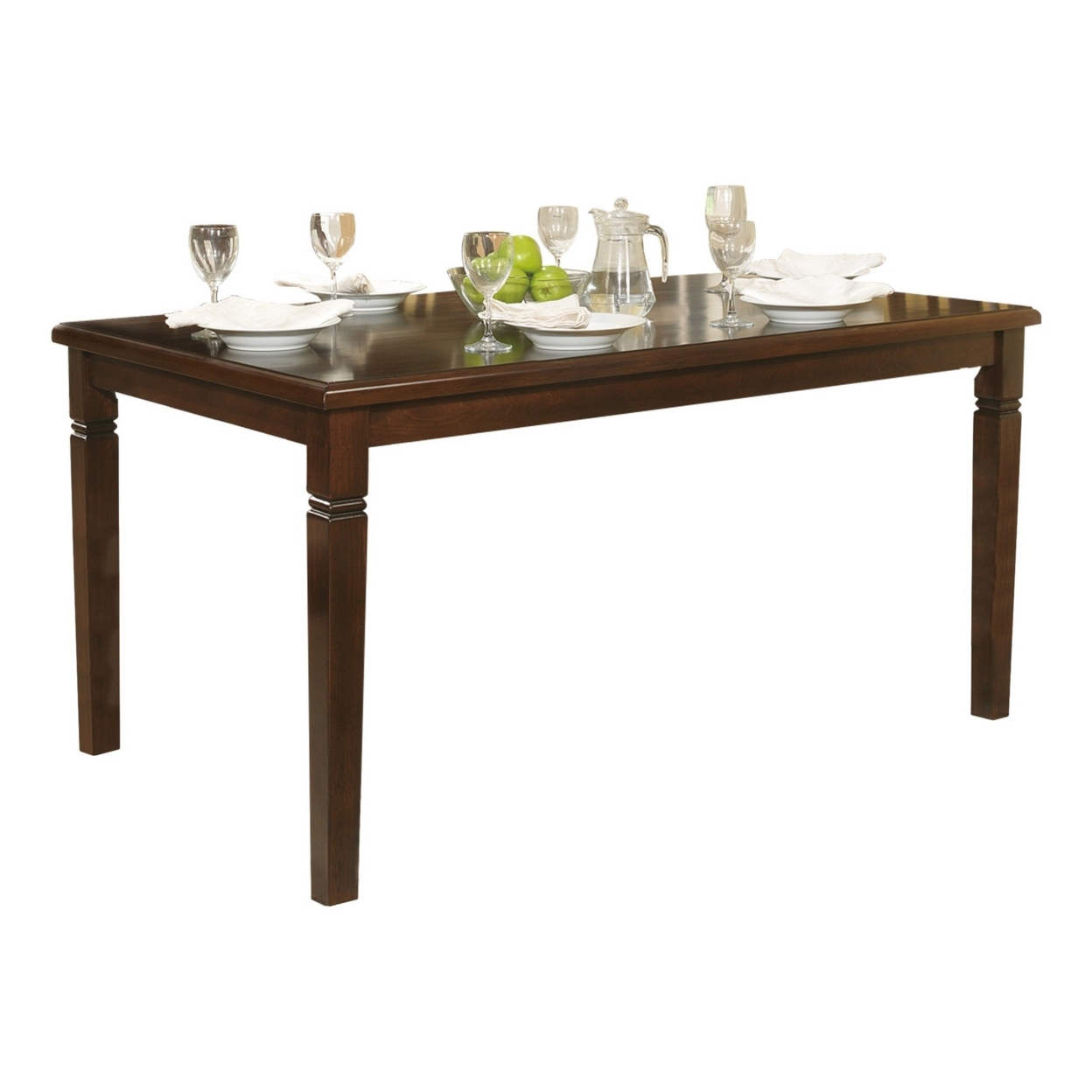 Rectangular Shape Wooden Dining Table With Tapered Legs, Oak Brown- Saltoro Sherpi