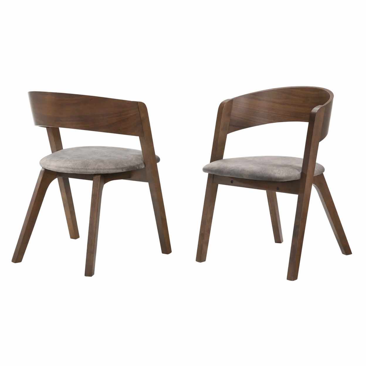 Mid Century Modern Round Back Wood Dining Chair, Set Of 2, Brown- Saltoro Sherpi