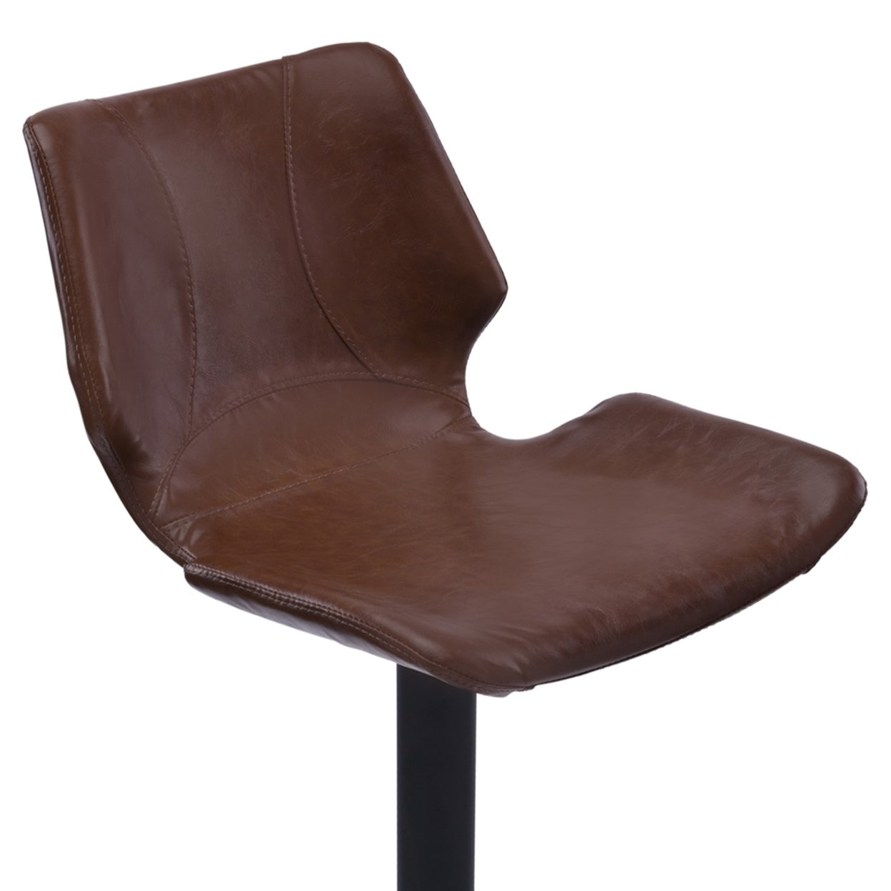 Leatherette Counter Barstool With Adjustable Metal Tubular Support, Brown- Saltoro Sherpi