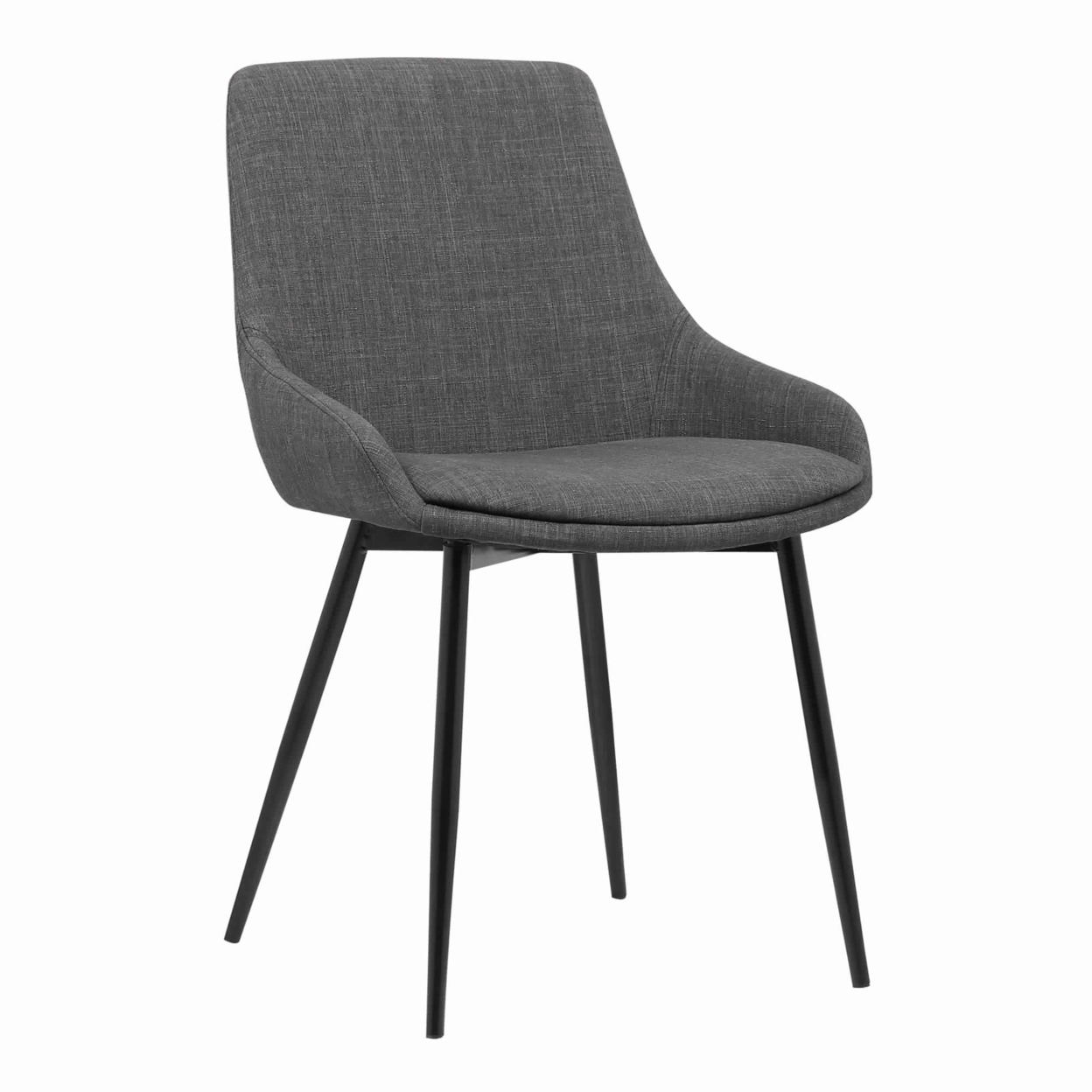 Fabric Upholstered Dining Chair With Metal Legs, Black And Gray- Saltoro Sherpi