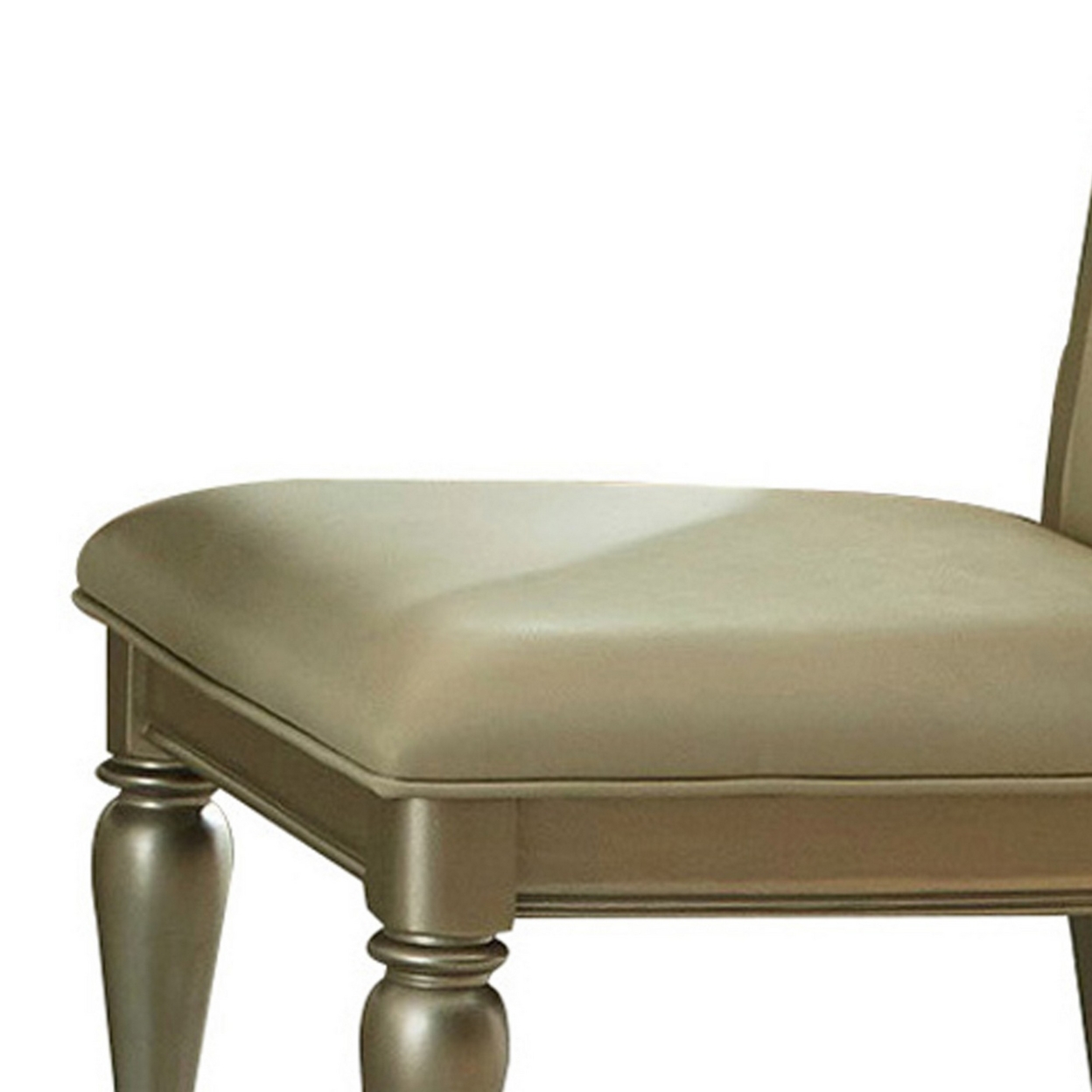 Wooden Side Chair With Crystal Tufted Leatherette Backrest, Gold- Saltoro Sherpi
