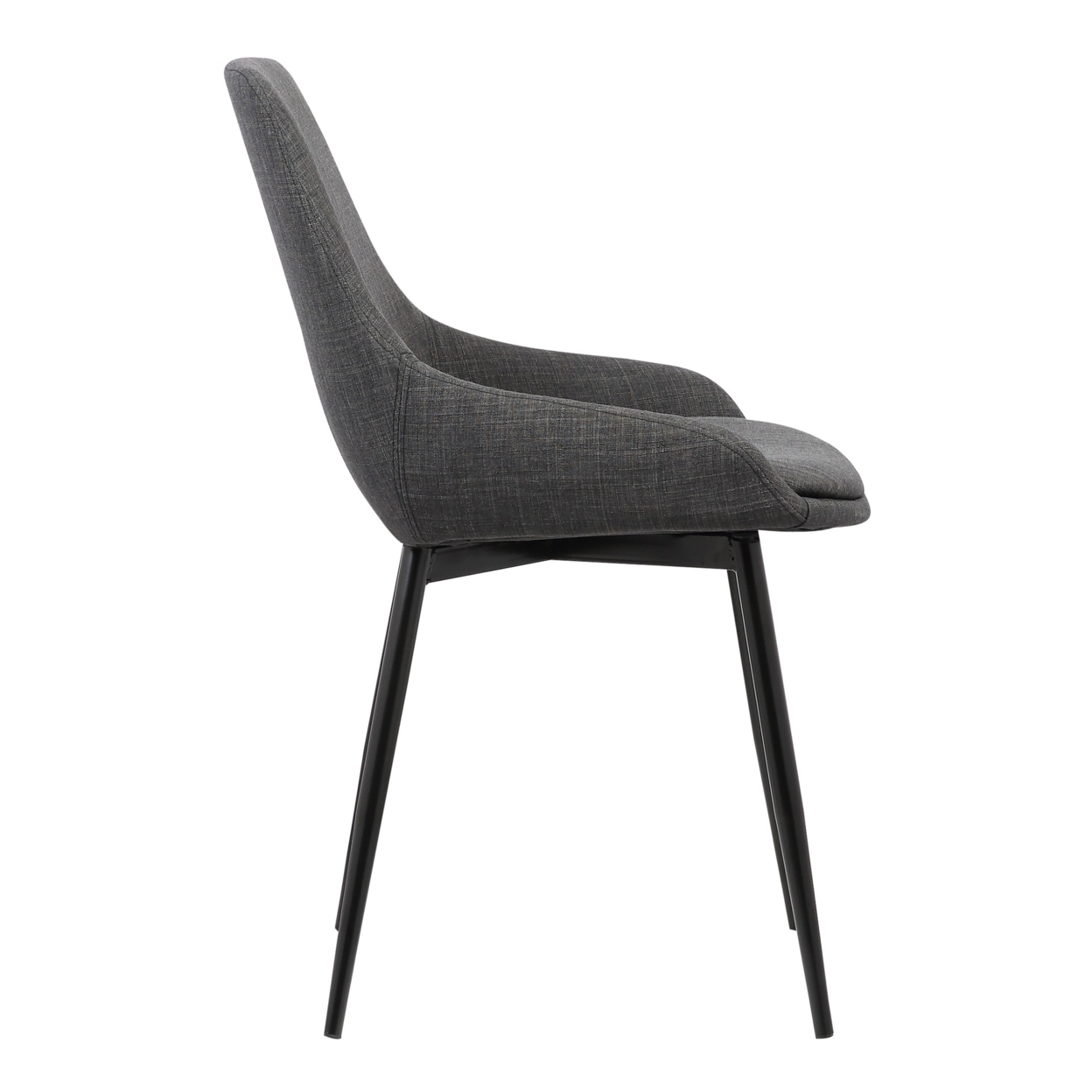 Fabric Upholstered Dining Chair With Metal Legs, Black And Gray- Saltoro Sherpi