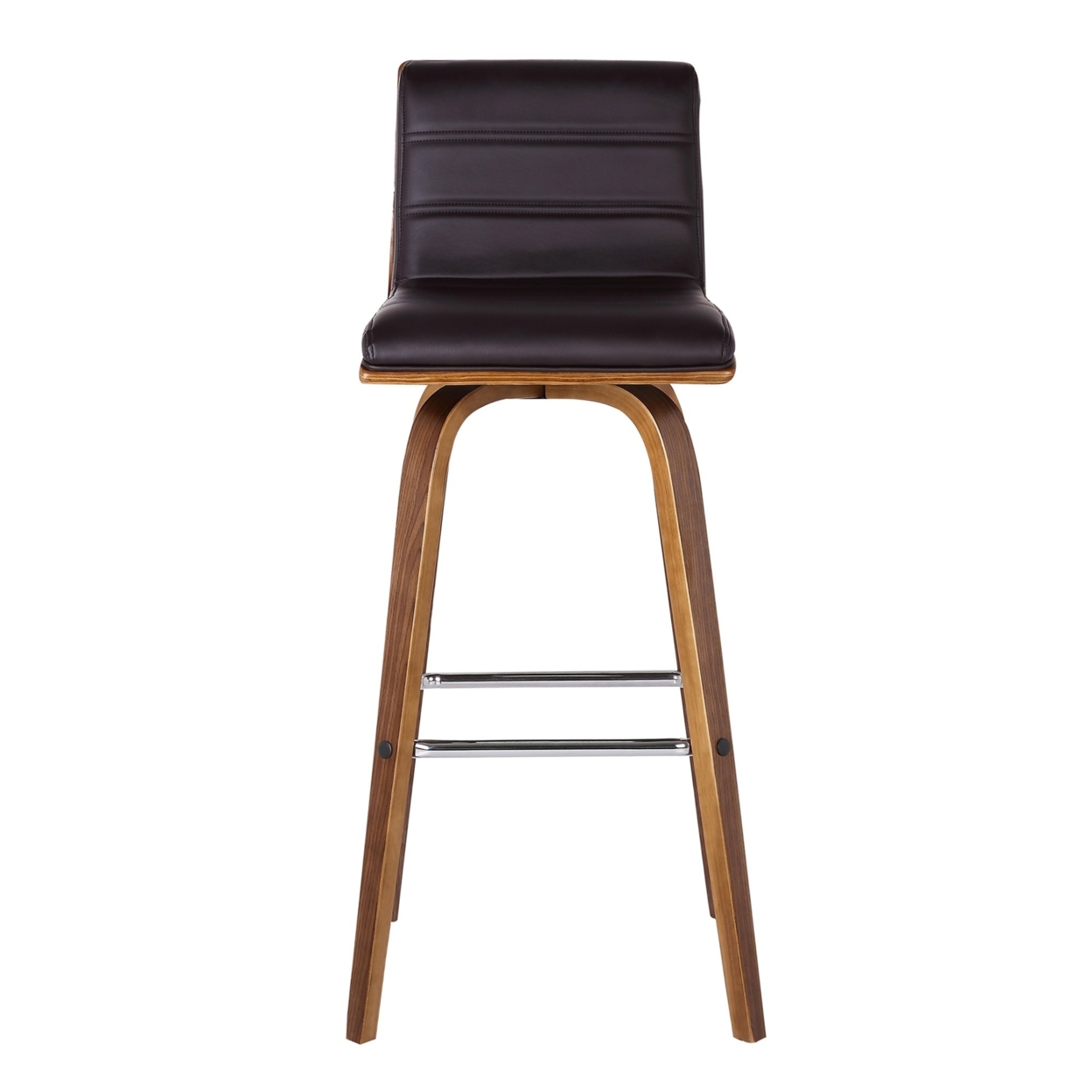 30 Inch Faux Leather Counter Height Barstool With Wooden Support, Brown- Saltoro Sherpi