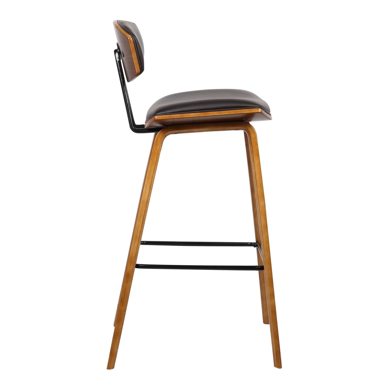 Wooden Frame Leatherette Barstool With Flared Legs, Brown- Saltoro Sherpi