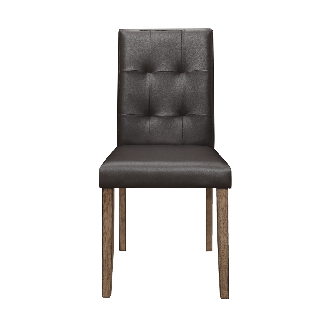 Leatherette Side Chair With Tufted Backrest, Set Of 2, Espresso Brown- Saltoro Sherpi