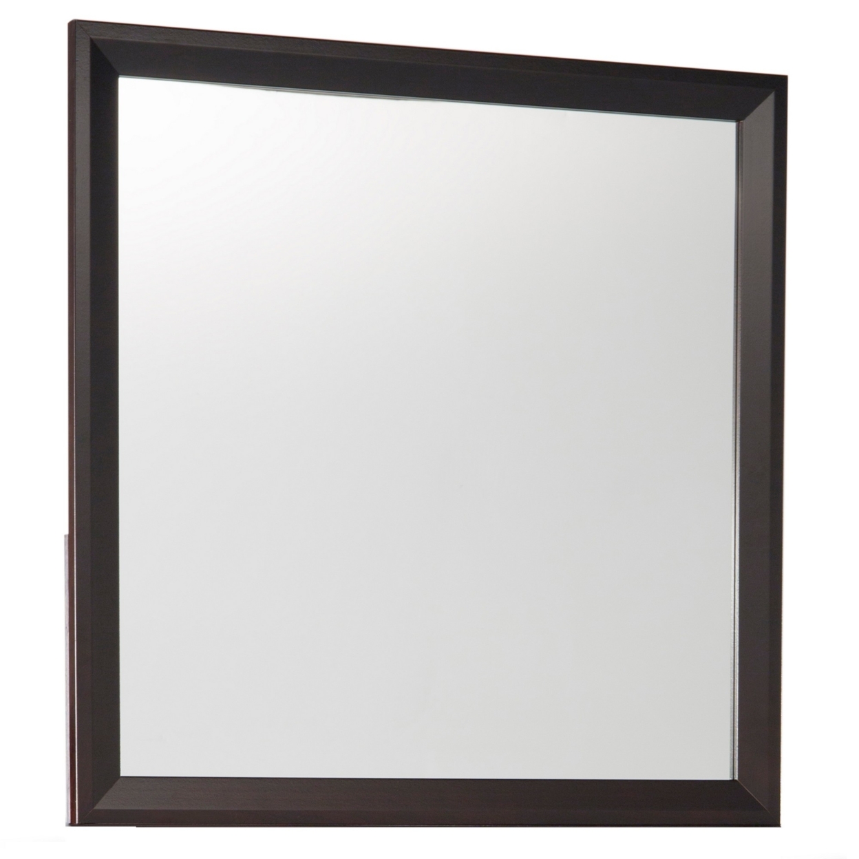 Square Wooden Frame Mirror With Mounting Hardware, Cherry Brown And Silver- Saltoro Sherpi