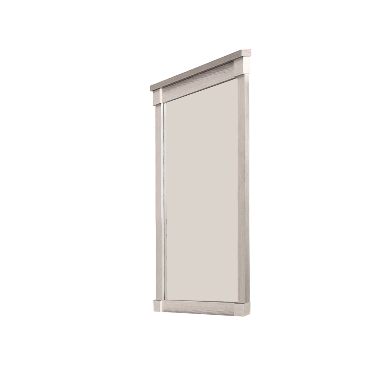 Transitional Style Wooden Frame Mirror With Projected Top, White- Saltoro Sherpi