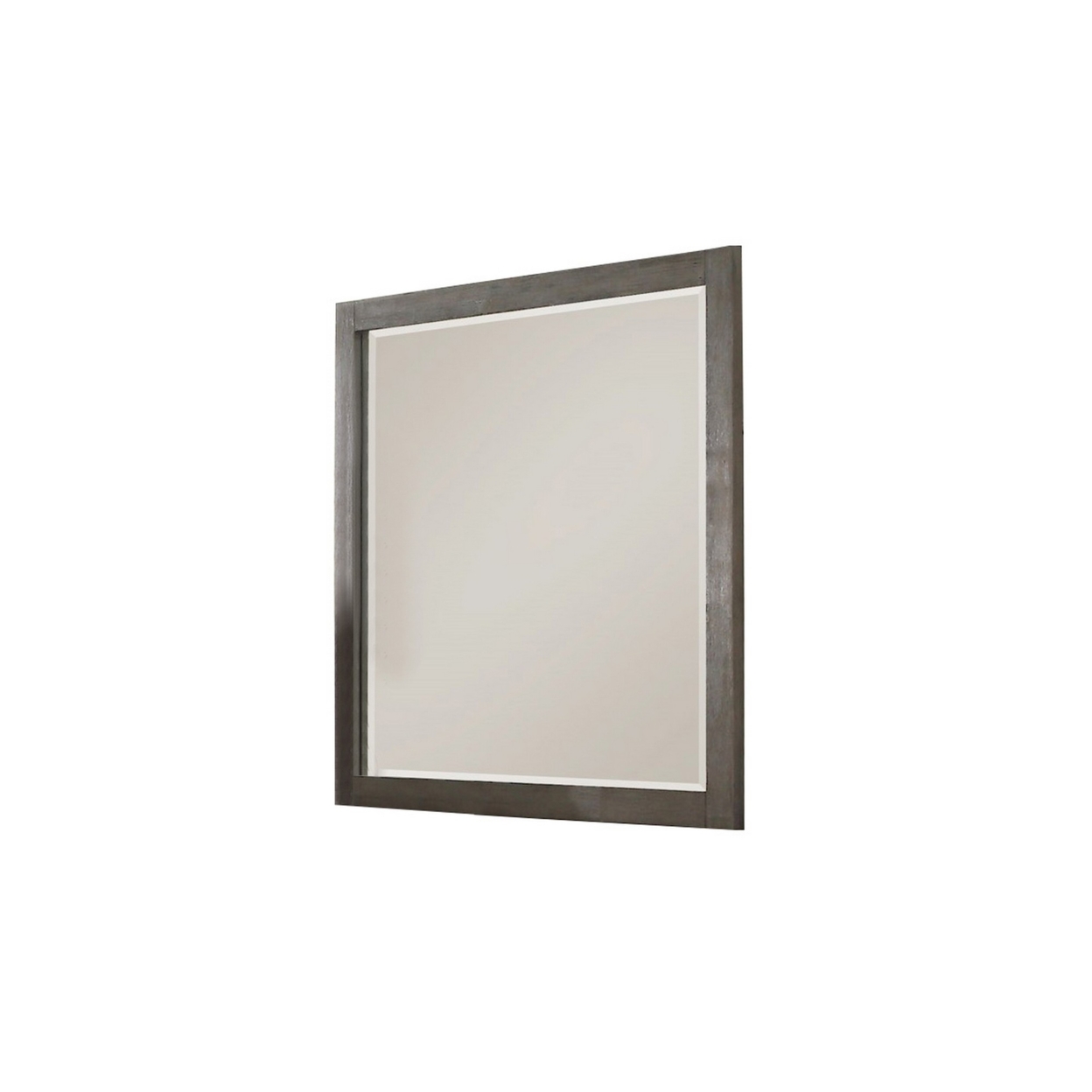 Contemporary Wooden Frame Dresser Mirror With Natural Grain Details, Gray- Saltoro Sherpi