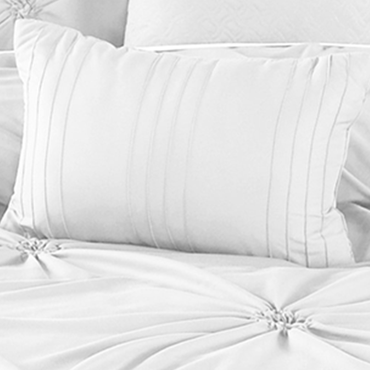 8 Piece Queen Polyester Comforter Set With Diamond Tufting, White- Saltoro Sherpi