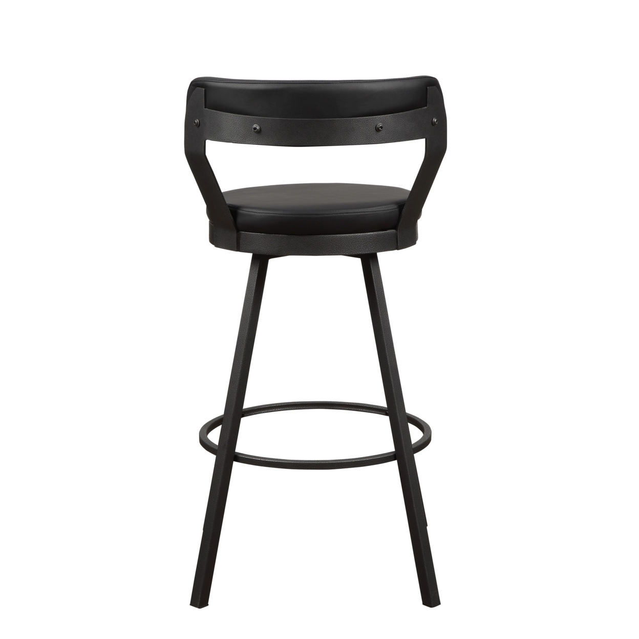 Leatherette Pub Chair With Curved Design Open Backrest, Set Of 2, Dark Gray- Saltoro Sherpi