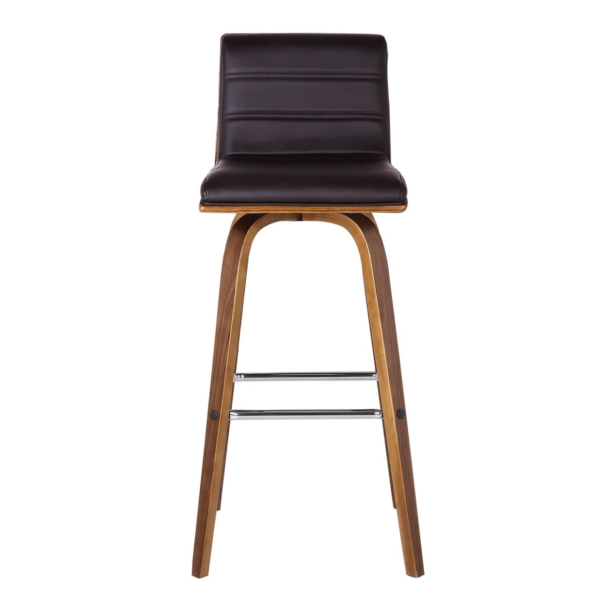 26 Inch Faux Leather Counter Height Barstool With Wooden Support, Brown- Saltoro Sherpi