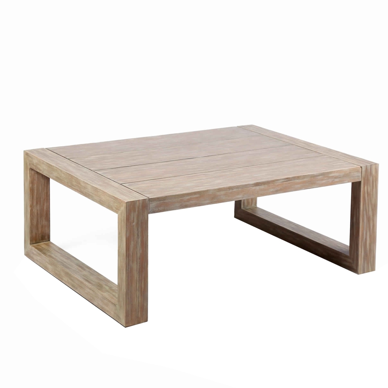Wooden Outdoor Coffee Table With Plank Design Top, Gray- Saltoro Sherpi
