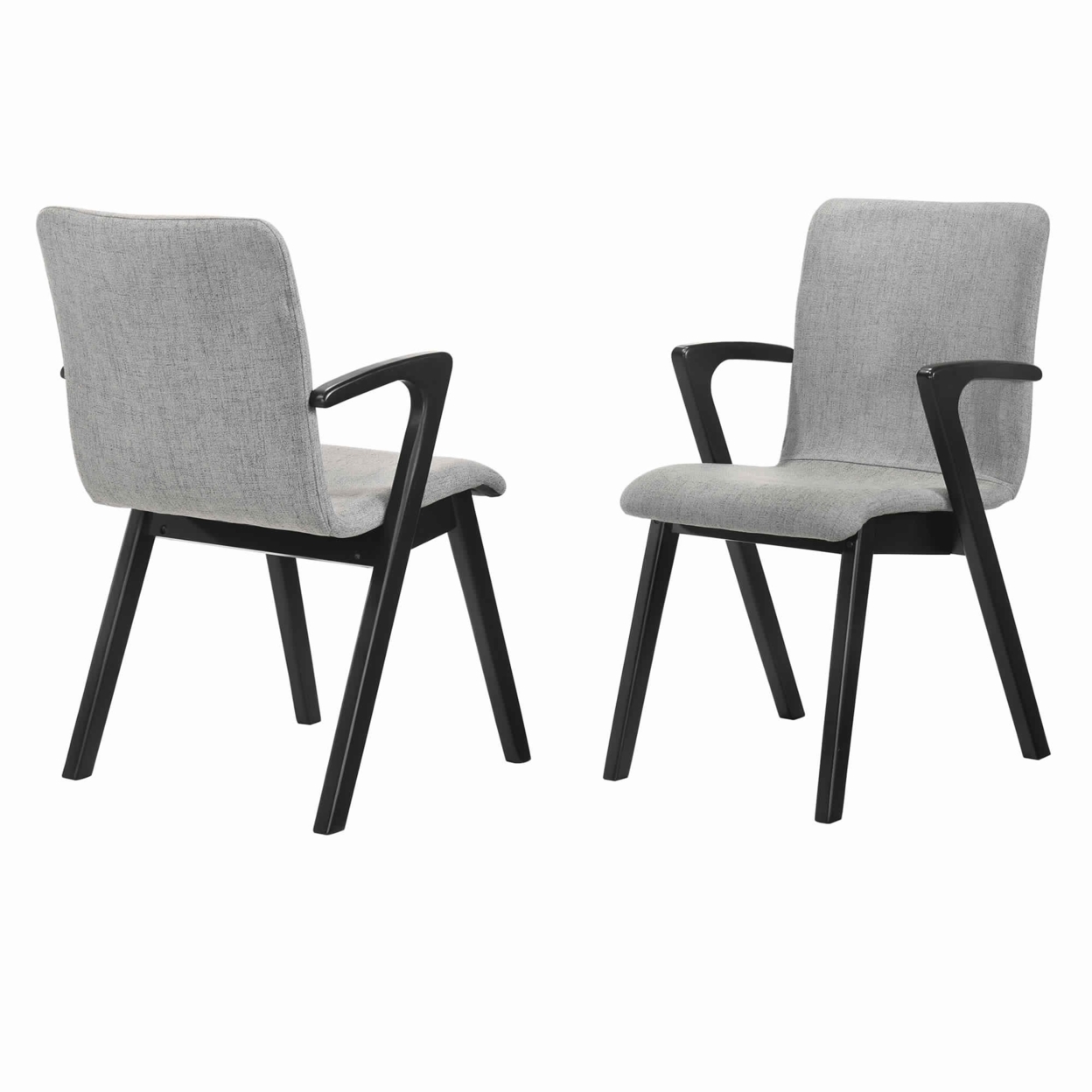 Mid Century Modern Fabric Upholstered Dining Chair, Set Of 2,Black And Gray- Saltoro Sherpi