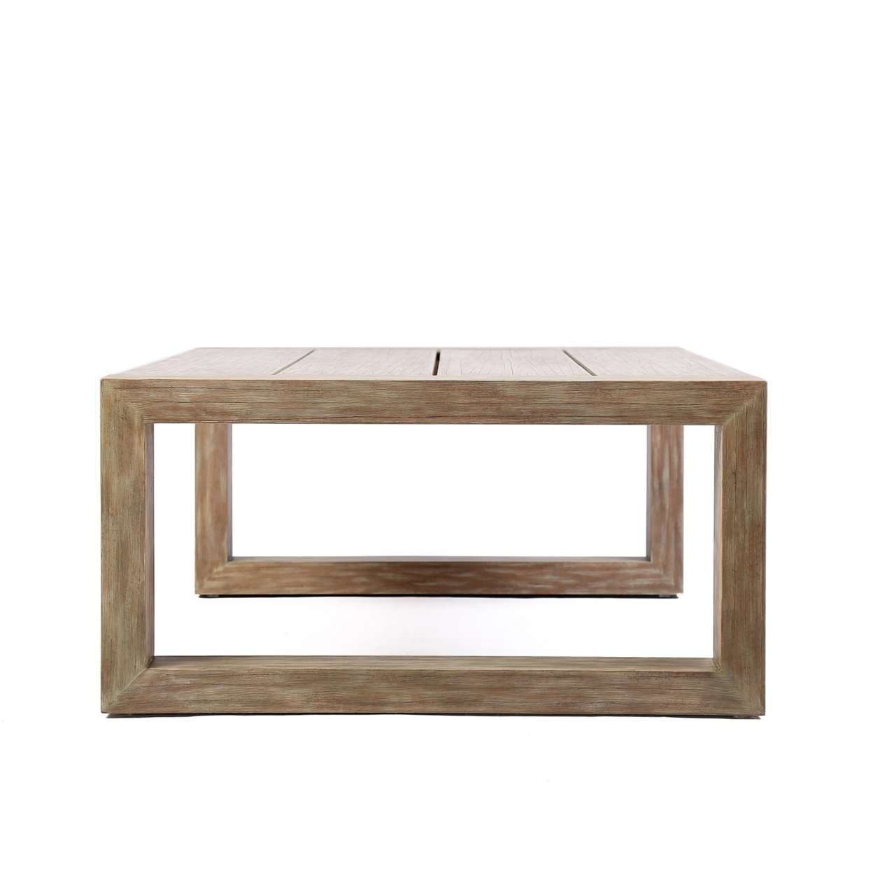 Wooden Outdoor Coffee Table With Plank Design Top, Gray- Saltoro Sherpi