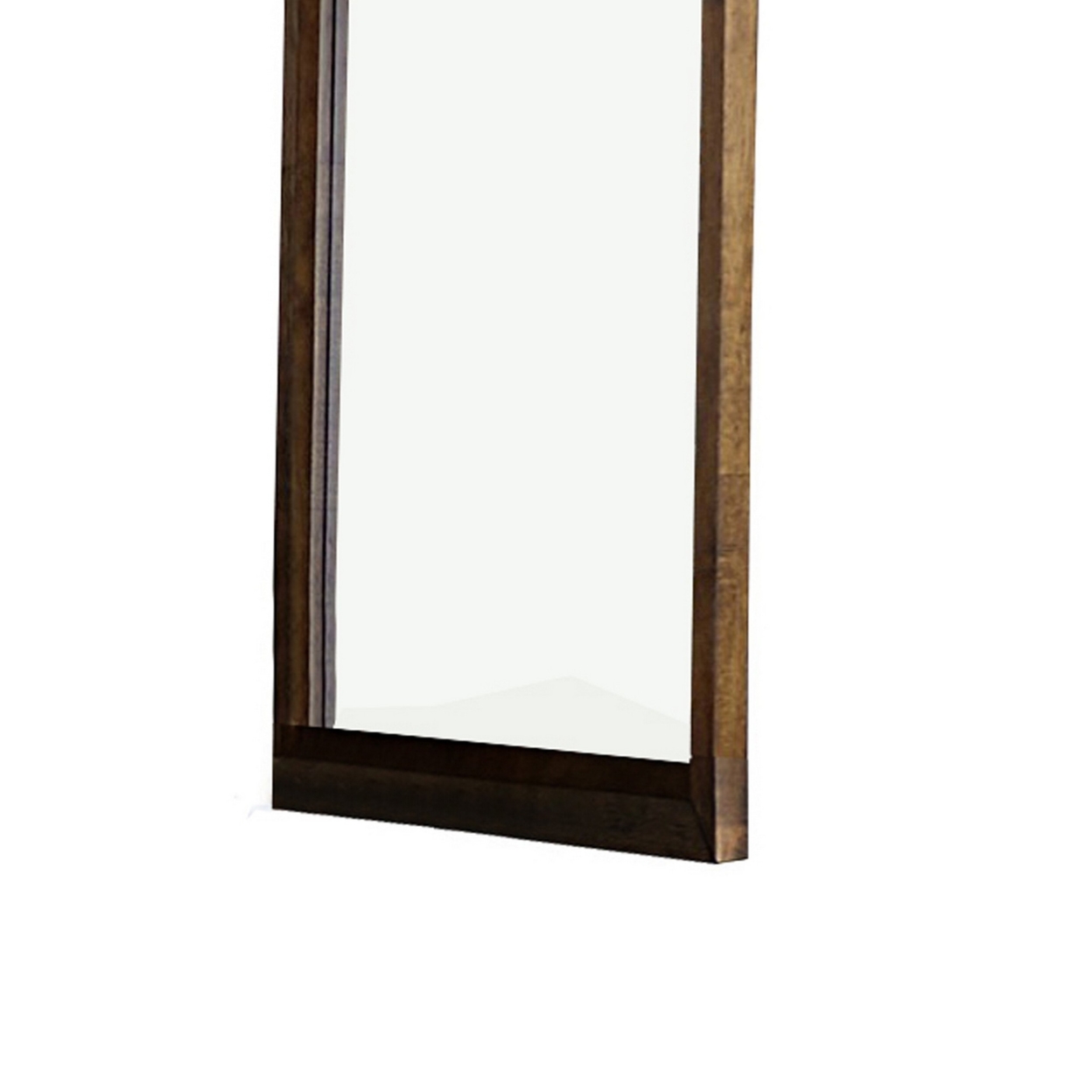 Transitional Rectangular Wooden Frame Mirror With Grain Details, Brown- Saltoro Sherpi
