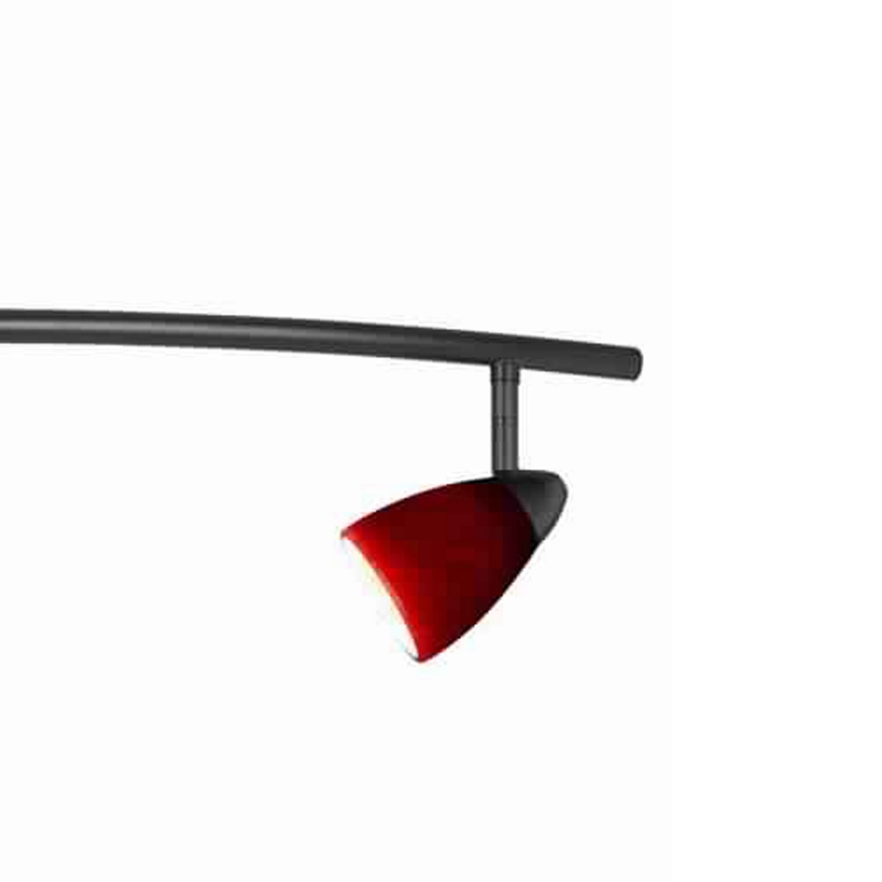 5 Light 120V Metal Track Light Fixture With Glass Shade, Black And Red- Saltoro Sherpi
