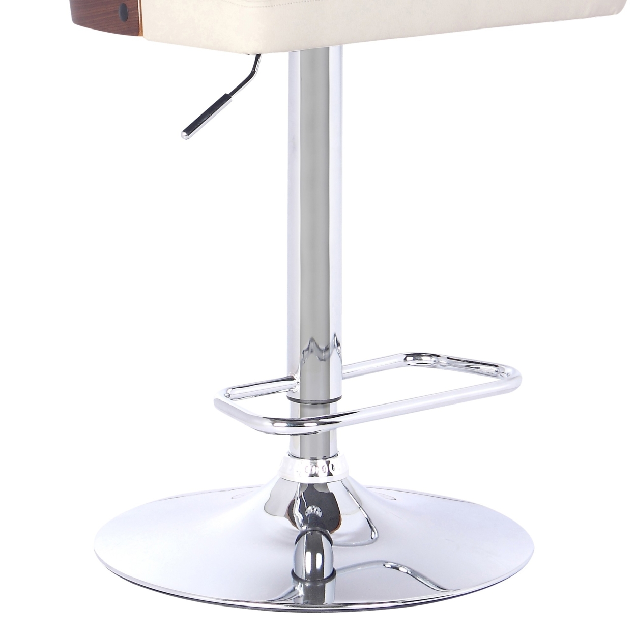 Swivel Wooden Cut Out Back Barstool With Pedestal Base, Cream And Chrome- Saltoro Sherpi
