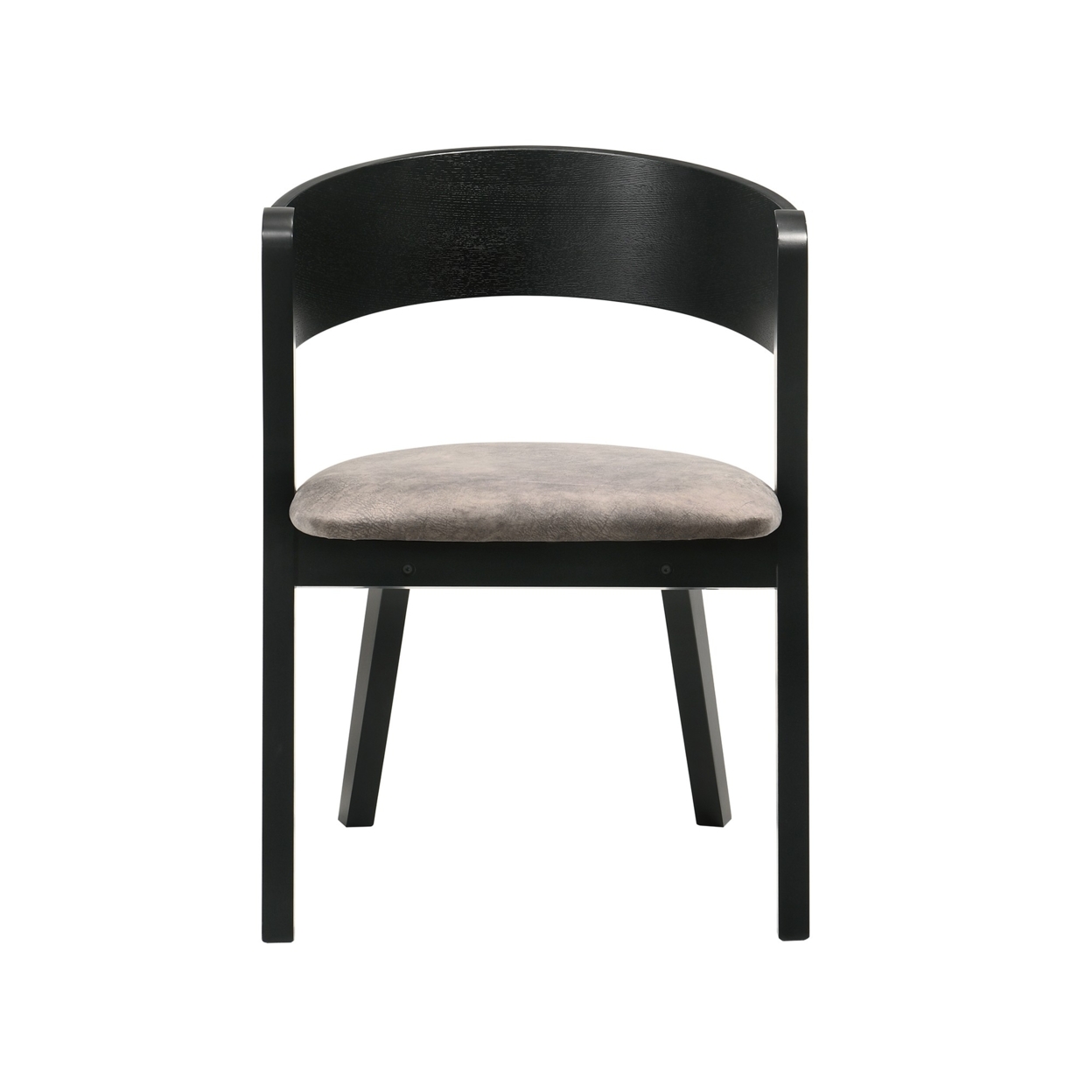 Mid Century Modern Round Back Wood Dining Chair, Set Of 2, Black And Brown- Saltoro Sherpi