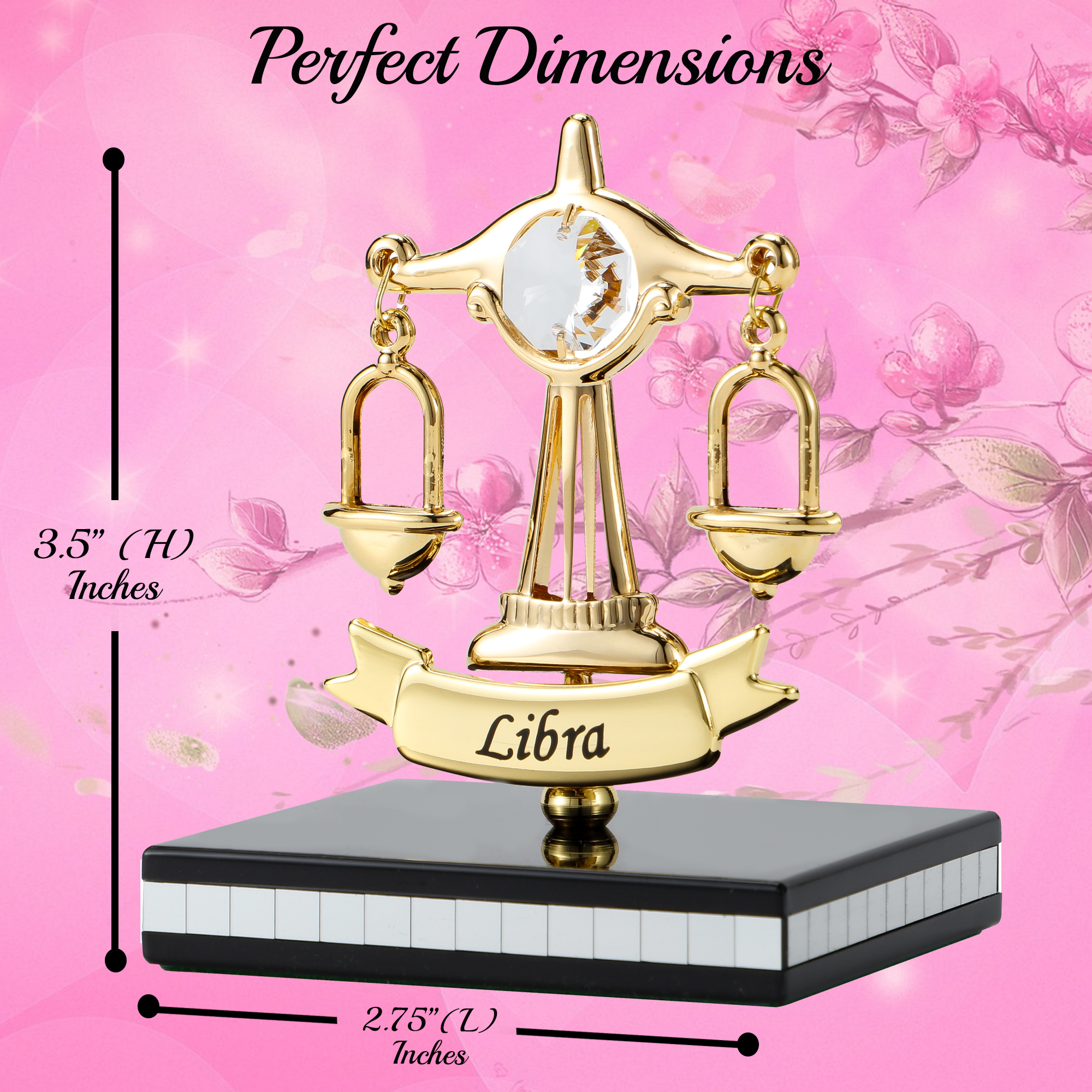 Matashi 24K Gold Plated Zodiac Astrological Sign Libra Figurine Statuette On Stand Studded With Matashi Crystals