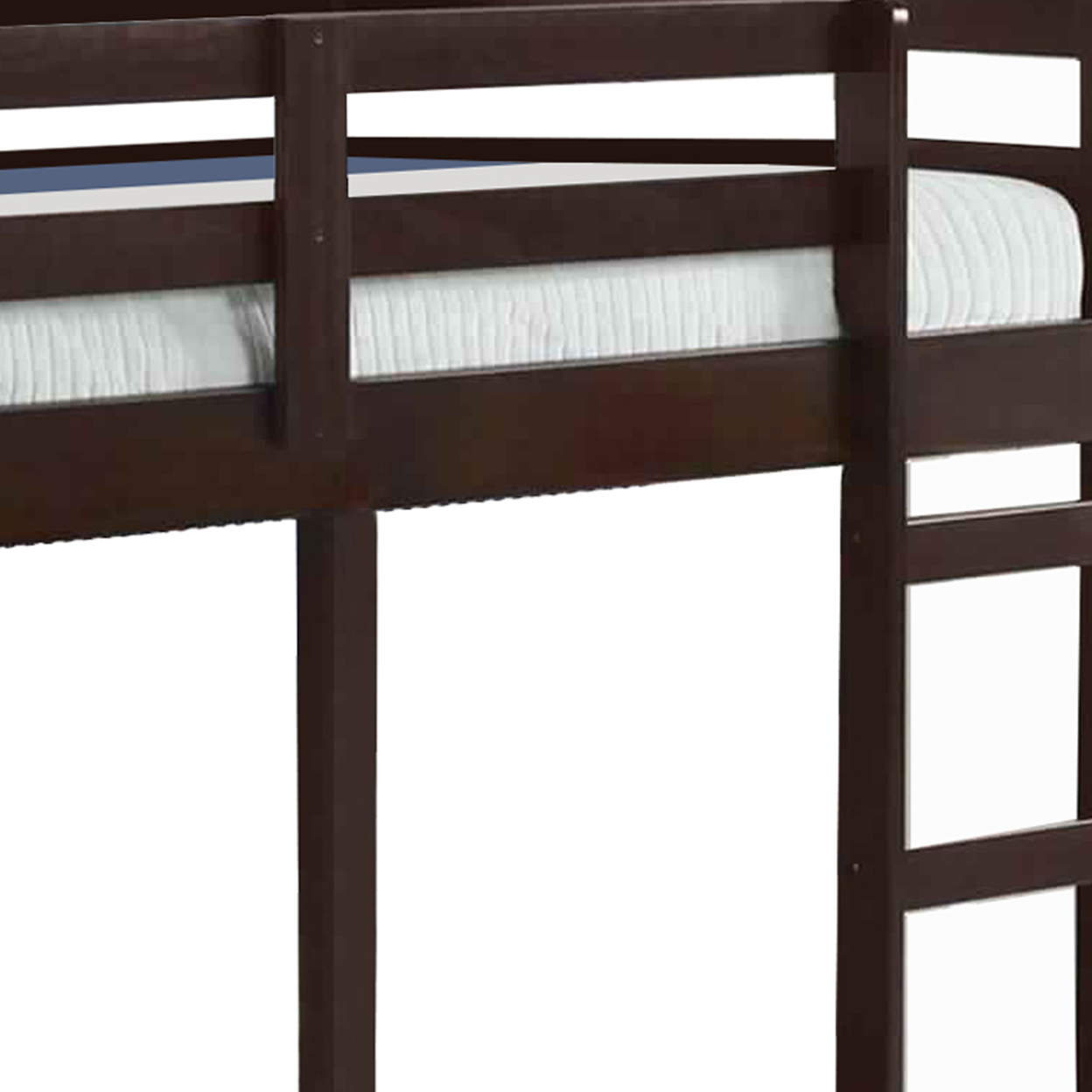 Twin Wooden Frame Loft Bed With Built In Ladder, Espresso Brown- Saltoro Sherpi