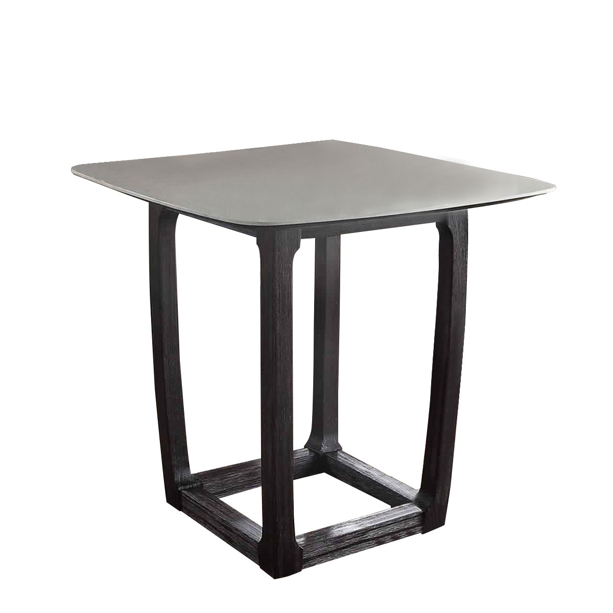 Square Marble Top Counter Height Wooden Table With Sled Base, Gray- Saltoro Sherpi