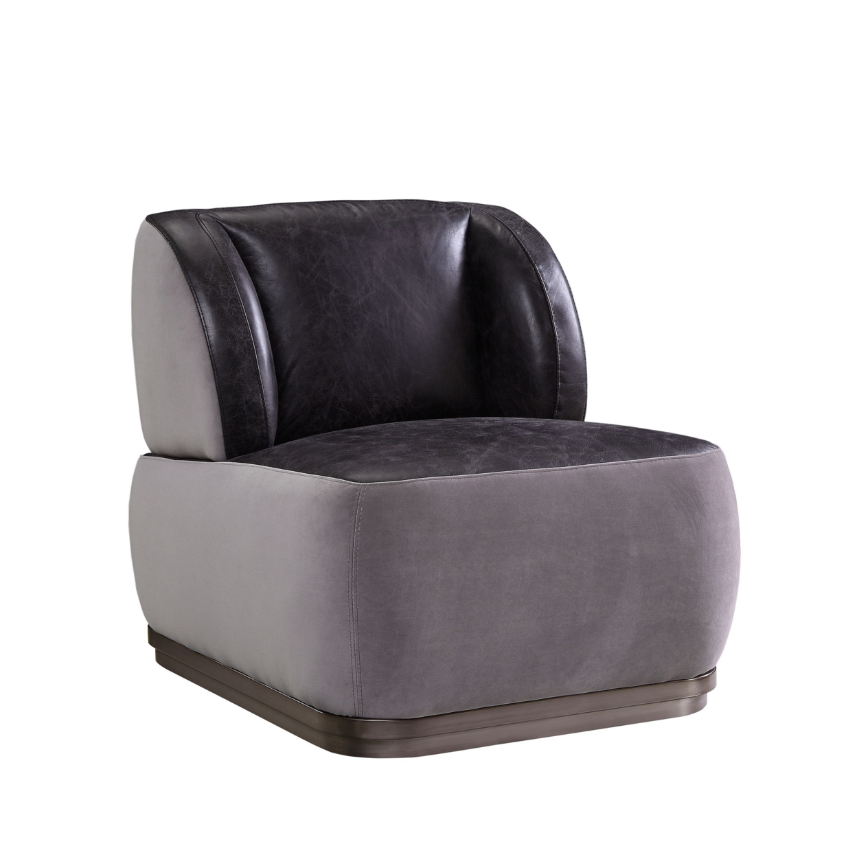Leatherette Accent Chair With Wingback Design Backrest, Black And Gray- Saltoro Sherpi