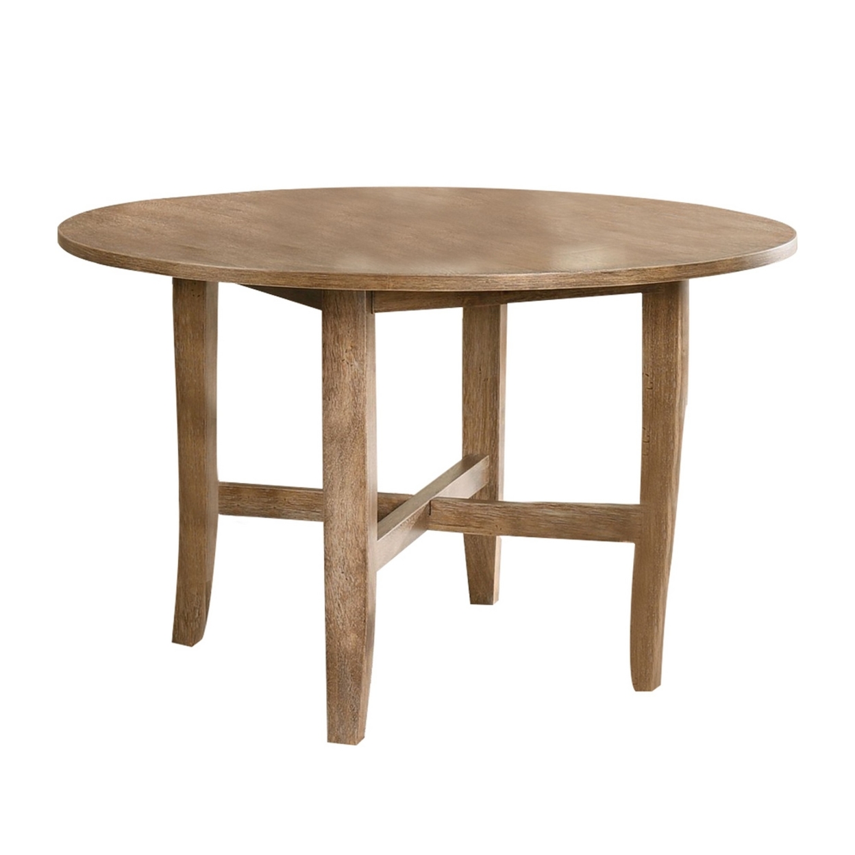 47 Inch Farmhouse Style Round Wooden Dining Table, Rustic Brown- Saltoro Sherpi