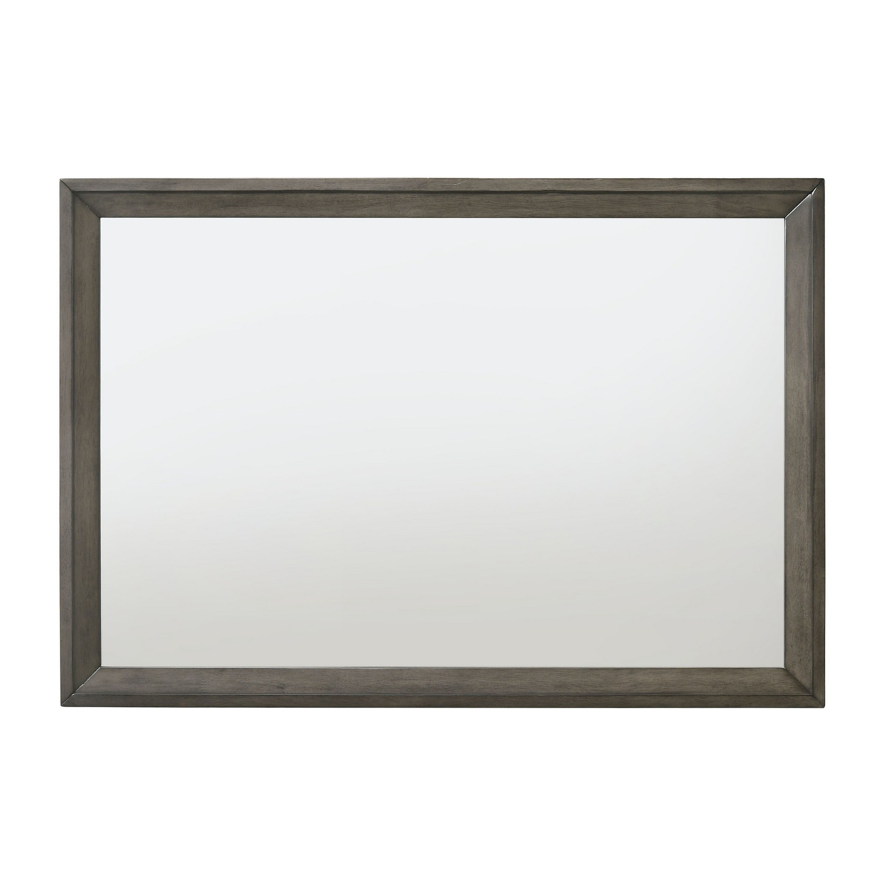 Rectangular Wooden Frame Mirror With Mounting Hardware, Gray And Silver- Saltoro Sherpi