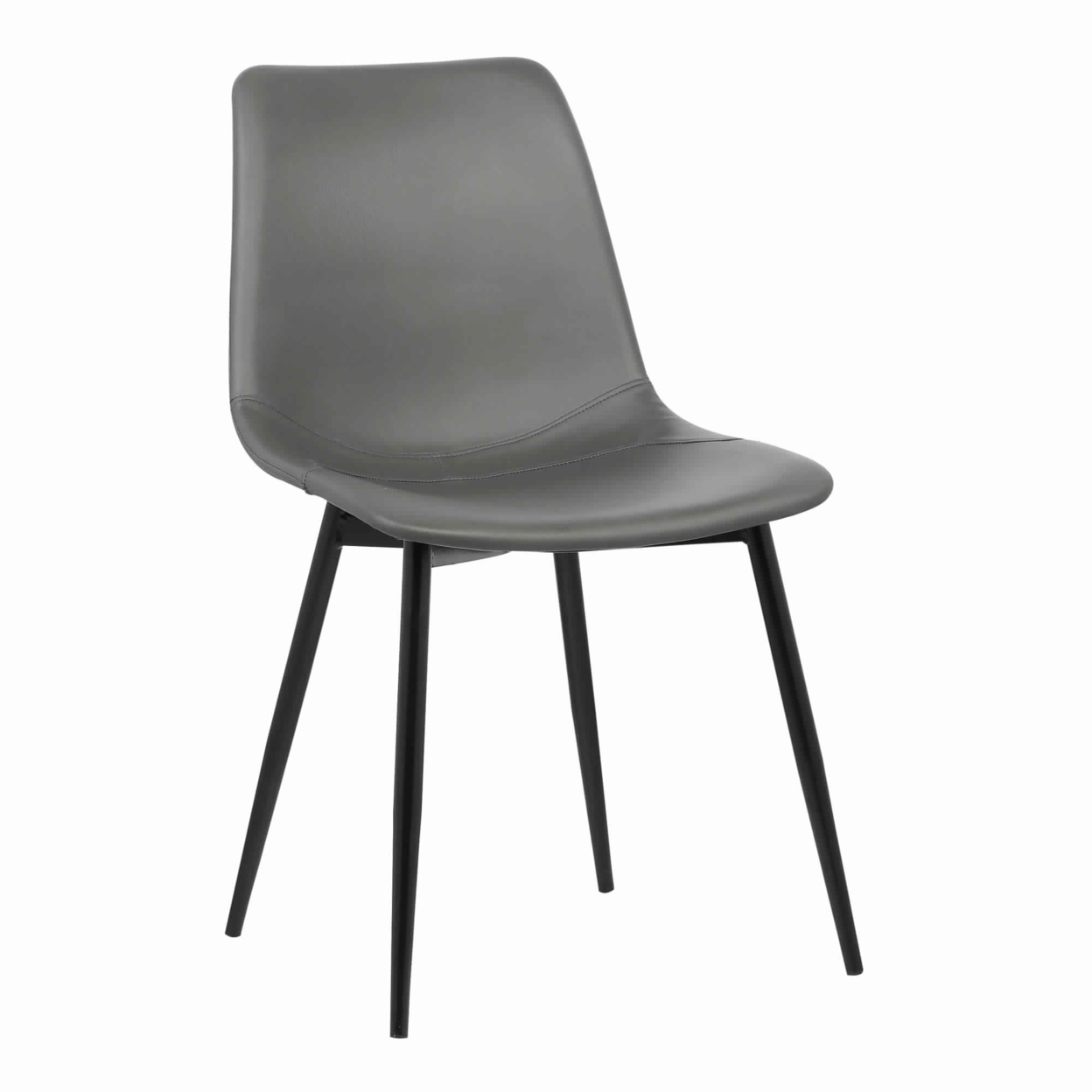 Leatherette Dining Chair With Bucket Seat And Metal Legs, Gray And Black- Saltoro Sherpi