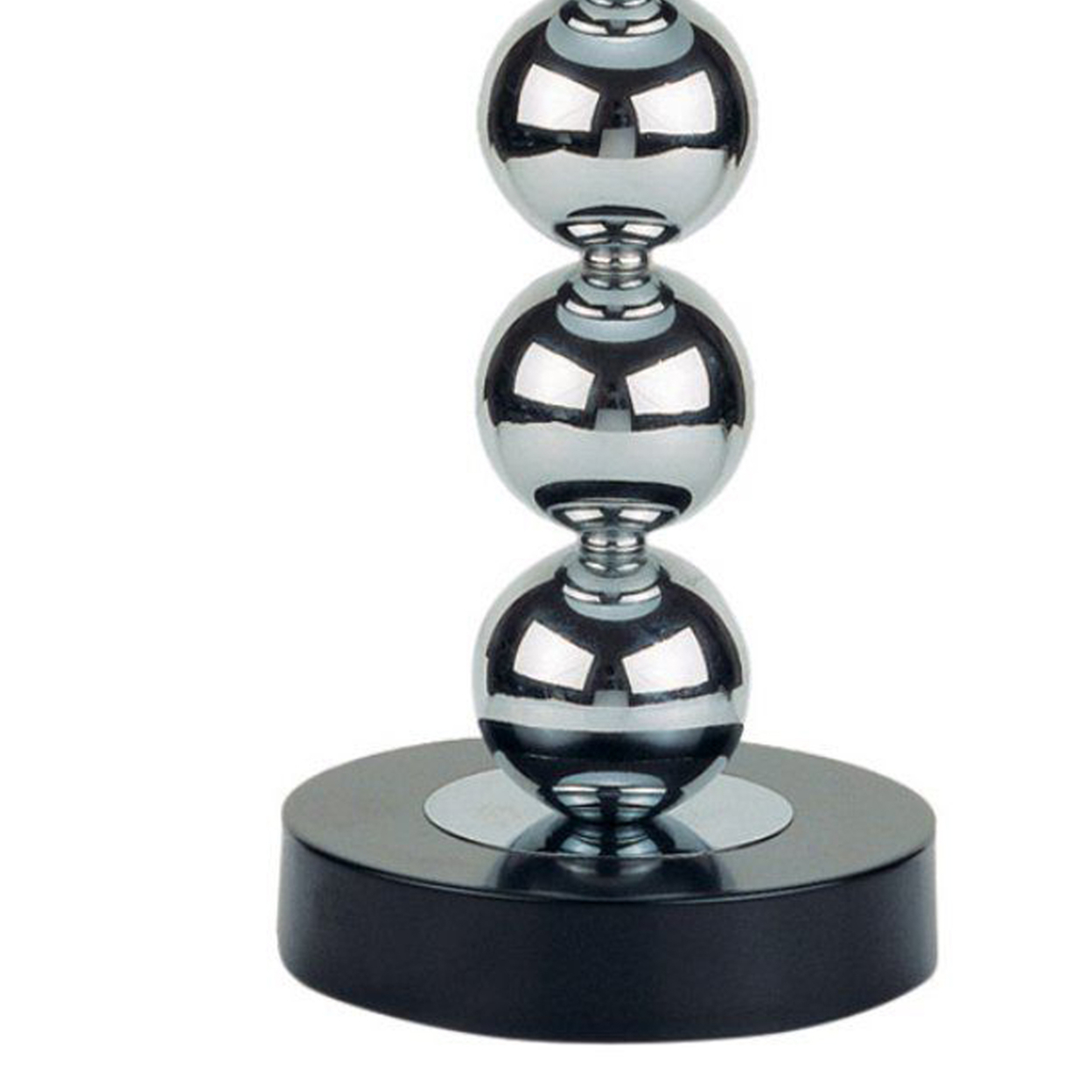 27 Inch Modern Table Lamp, Spindle Design Body, Set Of 2, Black, Chrome- Saltoro Sherpi