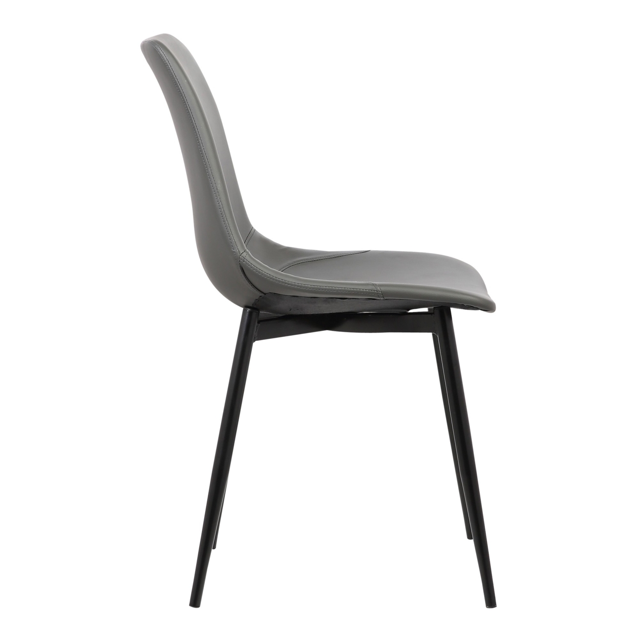 Leatherette Dining Chair With Bucket Seat And Metal Legs, Gray And Black- Saltoro Sherpi