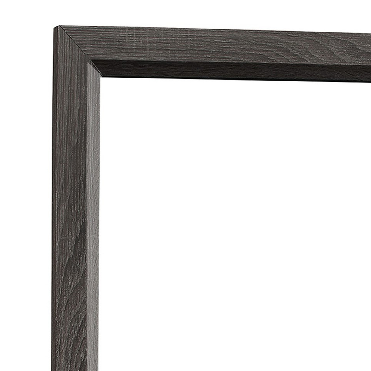 Transitional Rectangular Mirror With Wooden Encasing And Grain Details,Gray- Saltoro Sherpi